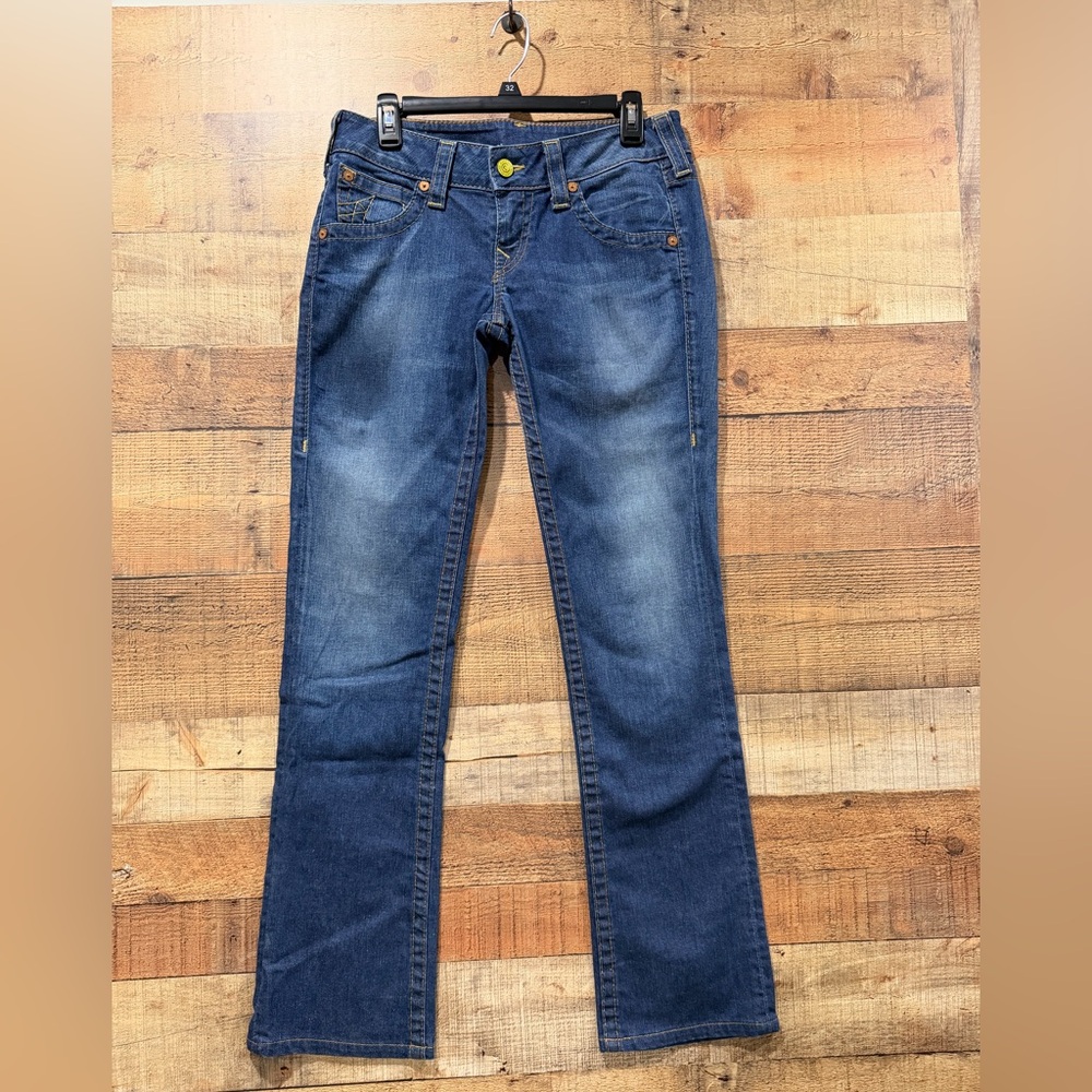 True Religion Joey The Boss Bootcut Yellow Button Jeans Size 29